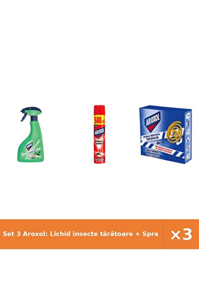 Aroxol Set 3 Aroxol: Lichid insecte târâtoare + Spray gândaci/furnici 500 ml ...