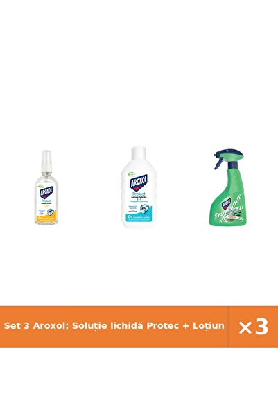 Aroxol Set 3 Aroxol: Soluție lichidă Protec + Loțiune delicată 200 ml + Lichi...