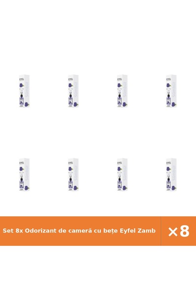 Eyfel Set 8x Odorizant de cameră cu bețe Zambile 120 ml - Parfum floral intens