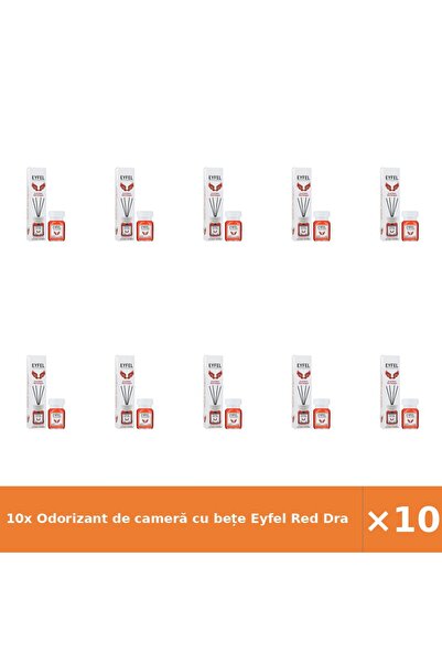 Eyfel 10x Odorizant de cameră cu bețe Red Dragon 120 ml – aromă intensă, pach...