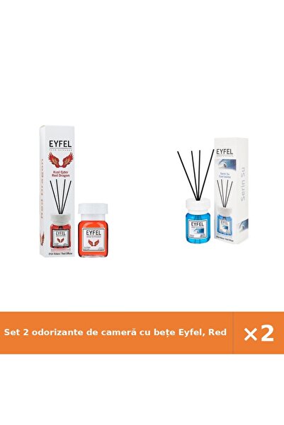 Eyfel Set 2 odorizante de cameră cu bețe Eyfel, Red Dragon + Cool Water, 2 x ...