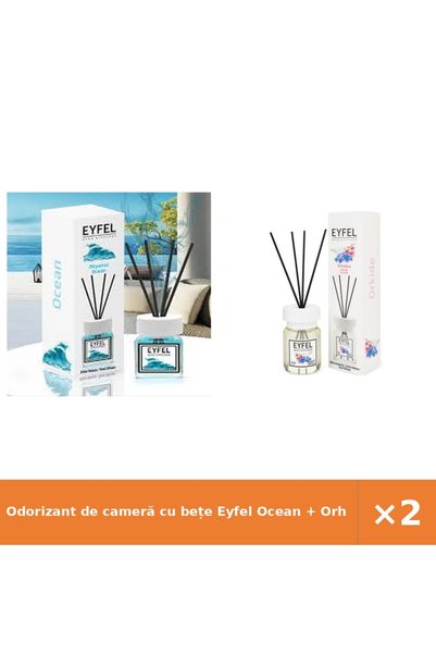 Eyfel Odorizant de cameră cu bețe Ocean + Orhidee, set 2 x 120 ml