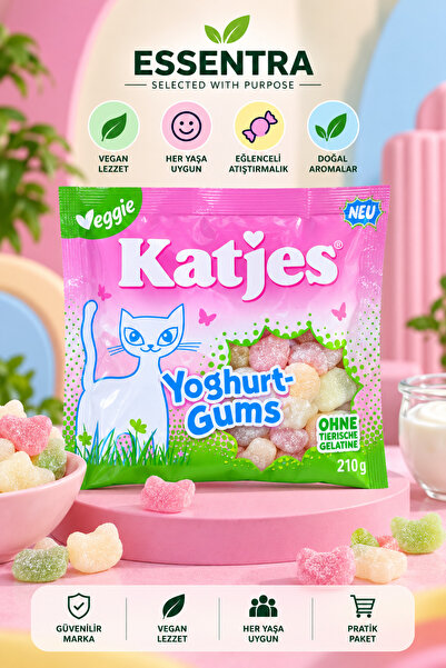 Essentra Home Katjes Yoghurt-Gums Sauer Ekşi Yoğurt Aromalı Yumuşak Şeker jelatinsiz yumuşak şeker,