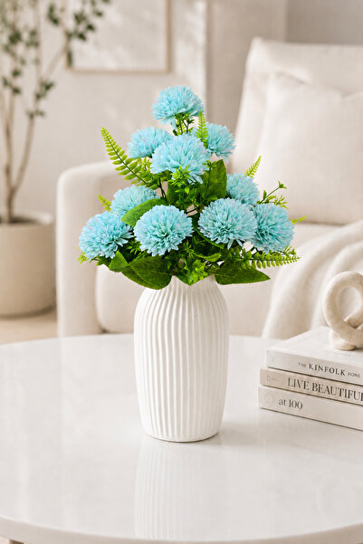 MD Aspiz Flowers Yapay Çiçek 10lu Lüx mavi kasımpatı Demeti 45 cm ( Saksısız ...