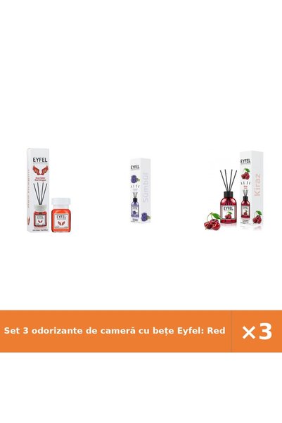 Eyfel Set 3 odorizante de cameră cu bețe Eyfel: Red Dragon, Zambile, Cireșe, ...