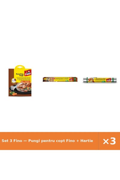 Fino Set 3 — Pungi pentru copt + Hartie pentru copt + Folie alimentara din al...