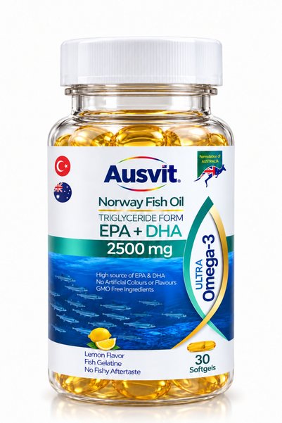 Ausvit Ultra Omega-3 Norwegian Fish Oil Softgel |   Supplementary Food Containing Epa and Dha 30 Capsules
