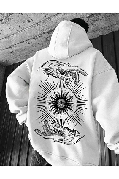 JANTIL MODA Унисекс овърсайз суитшърт с качулка, с кенгуру джоб, от тринишков...