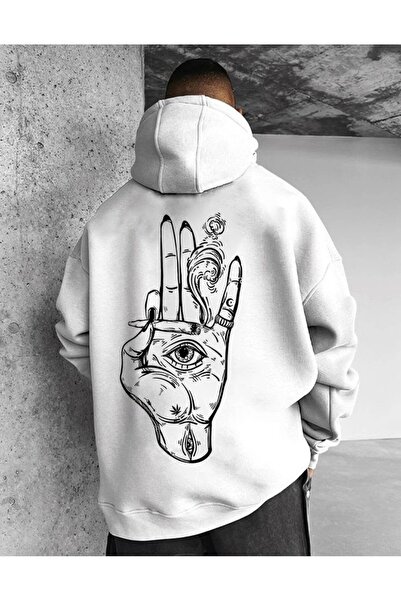 JANTIL MODA Unisex Oversize Φούτερ με κουκούλα με 3 κλωστές, τσέπη καγκουρό, ...