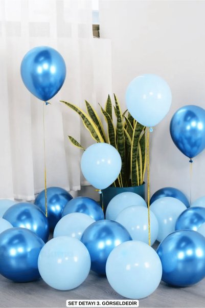 Mielibon 20-Piece Party Balloon Set 10 Pcs Chrome Blue and 10 Pcs Macaron Blu...