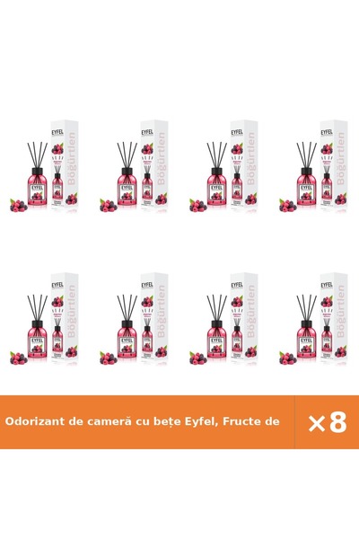 Eyfel Odorizant de cameră cu bețe Eyfel, Fructe de pădure, set 8 buc