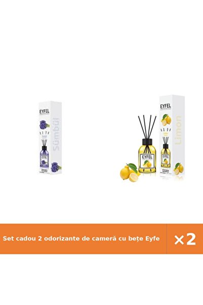 Eyfel Set cadou 2 odorizante de cameră cu bețe Eyfel, Zambile + Lămâie, 2 x 1...