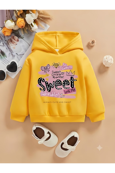 New Shine سويت شيرت بناتي مطبوع بتصميم حلو