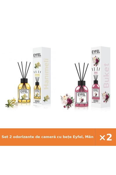 Eyfel Set 2 odorizante de cameră cu bețe Eyfel, Mâna Maicii Domnului și Bouqu...