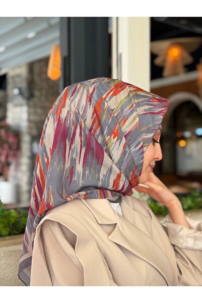moiré Geometrik Desen Soft Eşarp Pamuklu Kumaş Kaymayan Yapısıyla Rahat Kullanım