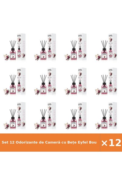 Eyfel Set 12 Odorizante de Cameră cu Bețe Bouquet 120 ml - Parfum Îndelungat