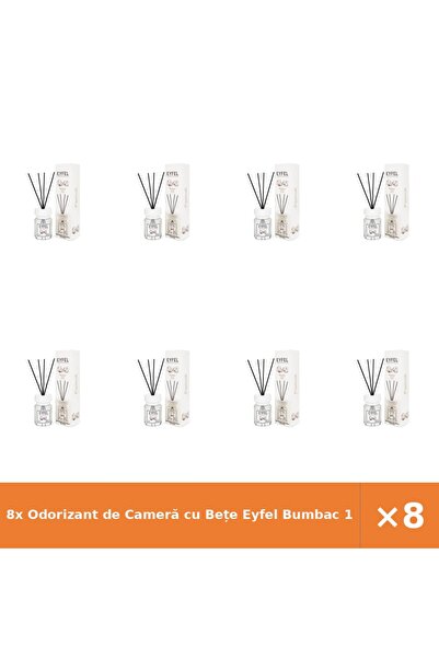 Eyfel 8x Odorizant de Cameră cu Bețe Bumbac 120 ml - Parfum Îndelungat