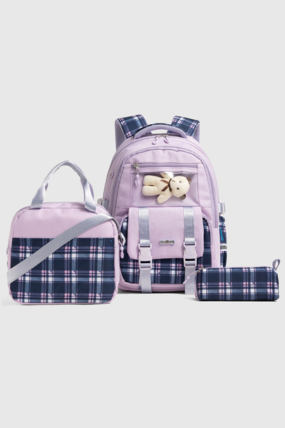 VEIBAG Celdor 3-Piece School Bag Set - Plush Teddy Bear, Orthopedic Backpack,...
