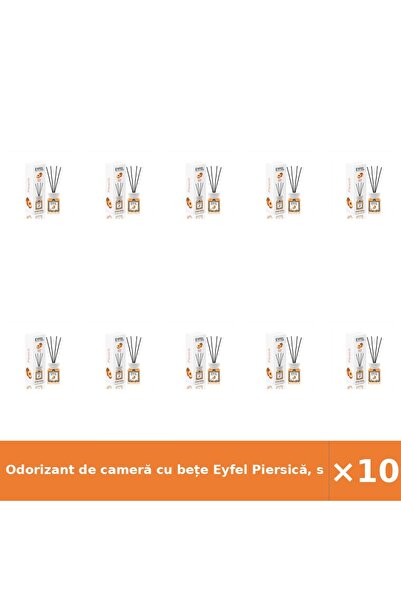 Eyfel Odorizant de cameră cu bețe Piersică, set 10 buc x 120 ml, aromă de pie...