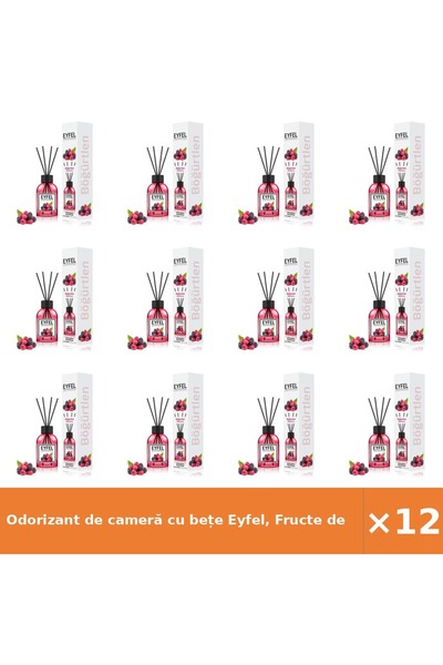 Eyfel Odorizant de cameră cu bețe Eyfel, Fructe de pădure, set 12 buc