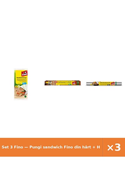 Fino Set 3 — Pungi sandwich din hârt + Hartie pentru copt + Folie de aluminiu...