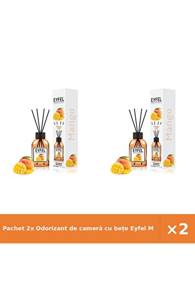 Eyfel Pachet 2x Odorizant de cameră cu bețe Mango, 120 ml