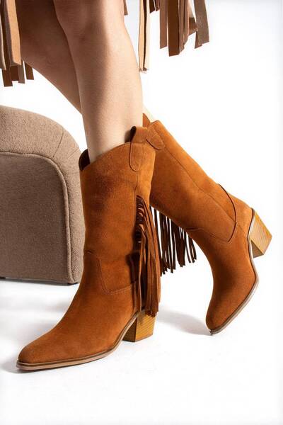 Generic Brand La, Capri Boots, Western Style, with Side Tassels, Low Heel, Ge...