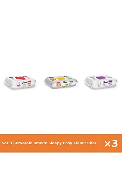 Sleepy Set 3 șervețele umede Easy Clean: Floare de cireș, Bucătărie, Grădină ...