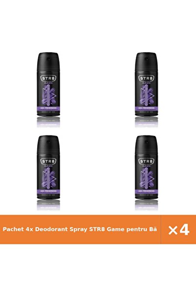 str8 Pachet 4x Deodorant Spray Game pentru Bărbați, 150 ml, Protecție Îndelun...