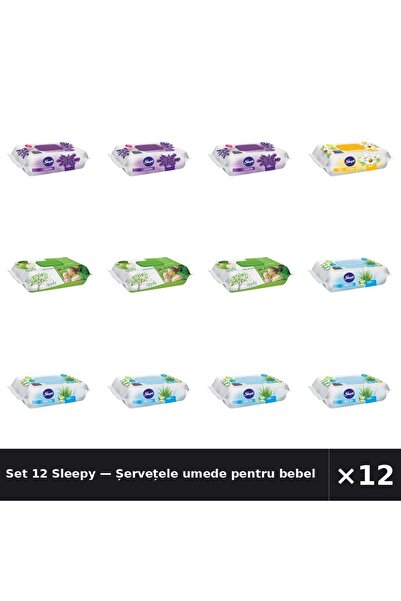 Sleepy Set 12 — Șervețele umede pentru bebel + Șervețele umede pentru bebel +...