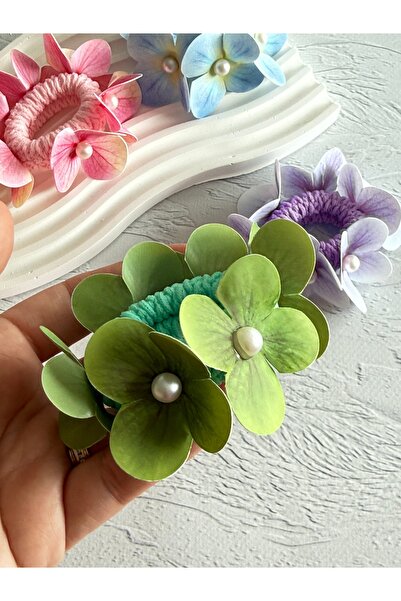 PURPLE'S BİR TUTAM MUTLULUK Pearl Detailed Hydrangea Bun Hairpin Rubber Hairp...