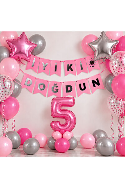 Doğum Günü Parti Pembe Gri Set