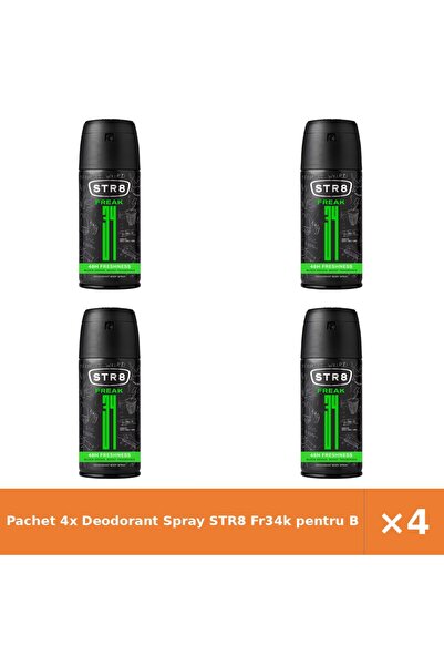 str8 Pachet 4x Deodorant Spray Fr34k pentru Bărbați, 150 ml, Protecție Îndelu...