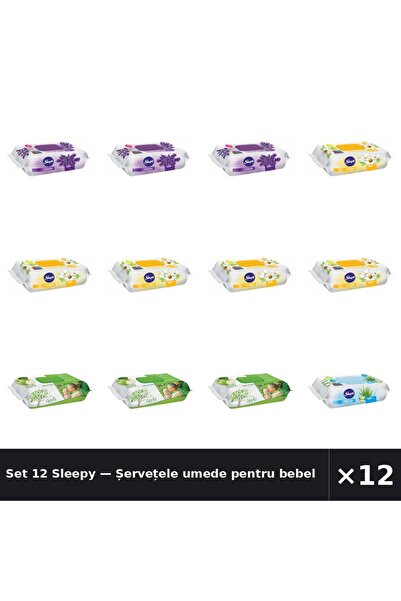 Sleepy Set 12 — Șervețele umede pentru bebel + Șervețele umede pentru bebel +...