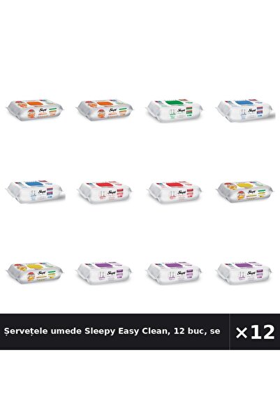 Sleepy Șervețele umede Easy Clean, 12 bucăți, set asortat: Bucătărie, Orhidee...