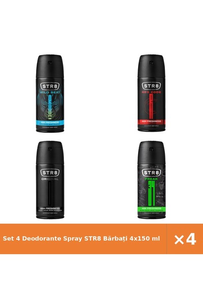 str8 Set 4 Deodorante Spray Bărbați 4x150 ml - Wild Beat, Red Code, Original,...