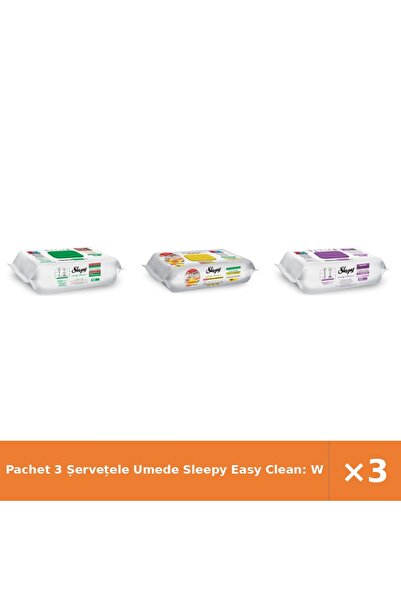 Sleepy Pachet 3 Șervețele Umede Easy Clean: Săpun Alb, Bucătărie, Grădină cu ...