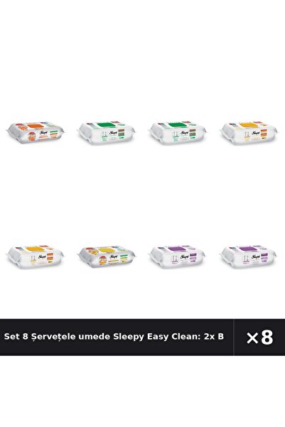 Sleepy Set 8 Șervețele umede Easy Clean: 2x Bucătărie, 2x White, 2x Herbal, 2...