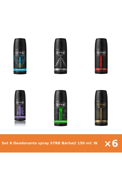 str8 Set 6 Deodorante spray Bărbați 150 ml: Wild Beat, Rise, Red Code, Game, ...