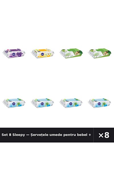 Sleepy Set 8 — Șervețele umede pentru bebel + Șervețele umede pentru bebel + ...