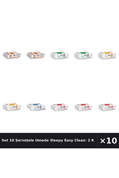 Sleepy Set 10 Șervețele Umede Easy Clean: 2 pentru bucătărie, 2 cu săpun alb,...