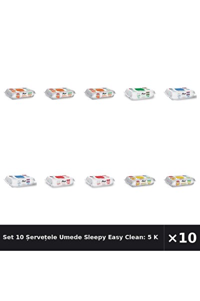 Sleepy Set 10 Șervețele Umede Easy Clean: 5 pentru bucătărie, 1 cu săpun, 2 c...