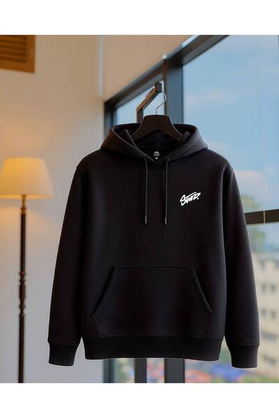 JANTIL MODA Unisex Oversize 3 Thread Yarn Printed Hooded Sweatshirt with Kang...