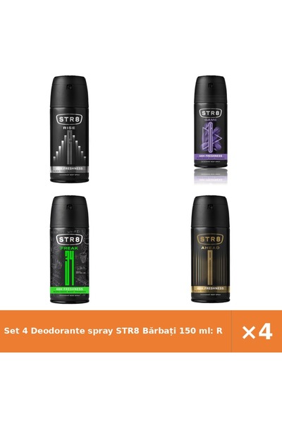 str8 Set 4 Deodorante spray Bărbați 150 ml: Rise, Game, Fr34k, Ahead