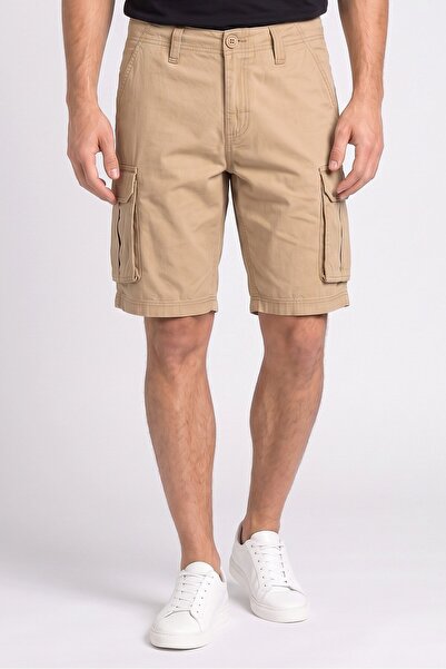 Brave Soul Men Solid Cargo Shorts, Dark Beige