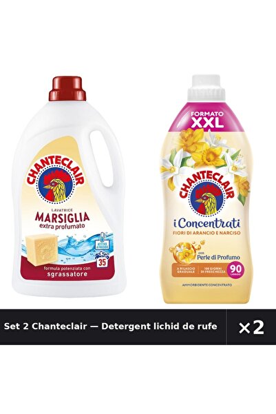 Chanteclair Set 2 — Detergent lichid de rufe Mar + Balsam de rufe Flori de port