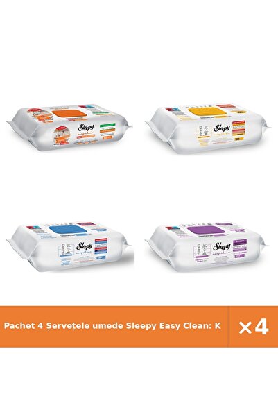 Sleepy Pachet 4 Șervețele umede Easy Clean: Bucătărie, Săpun Herbal, Înălbito...