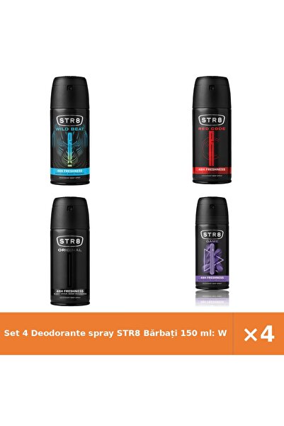 str8 Set 4 Deodorante spray Bărbați 150 ml: Wild Beat, Red Code, Original, Game
