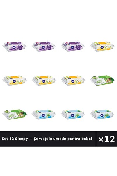 Sleepy Set 12 — Șervețele umede pentru bebel + Șervețele umede pentru bebel +...