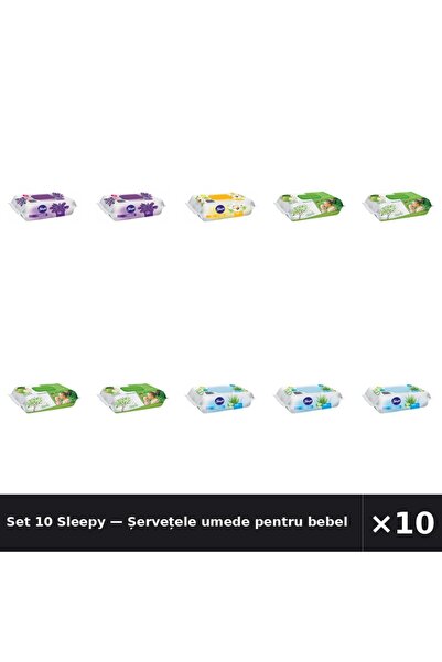 Sleepy Set 10 — Șervețele umede pentru bebel + Șervețele umede pentru bebel +...